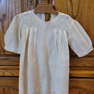 1930s Vintage Handmade White Toddler Gown Embroidered Lace ~ 1 Year